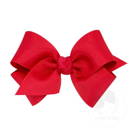Small Classic Grosgrain Girls Hair Bow (Knot Wrap) - RED