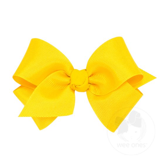 Small Classic Grosgrain Hair Bow (Knot Wrap) - YELLOW