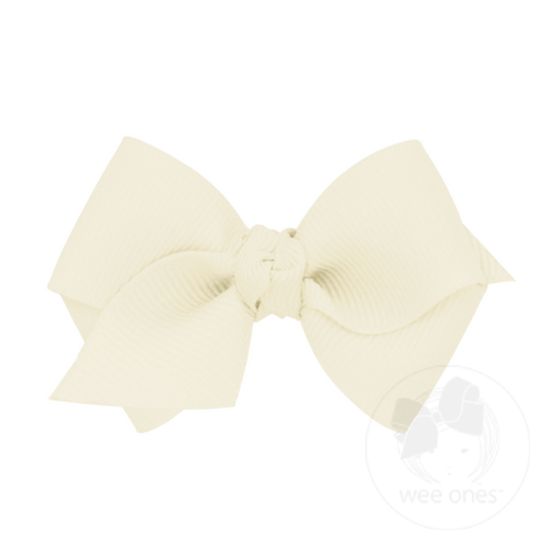 Wee Classic Grosgrain Girls Hair Bow (Knot Wrap) - ANTIQUE WHITE