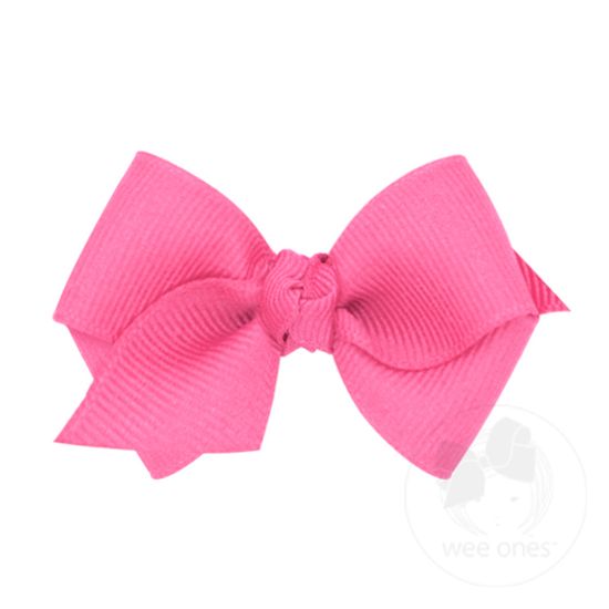 Wee Classic Grosgrain Girls Hair Bow (Knot Wrap) - HOT PINK