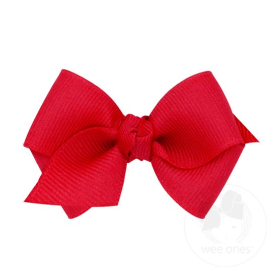 Wee Classic Grosgrain Girls Hair Bow (Knot Wrap) - RED