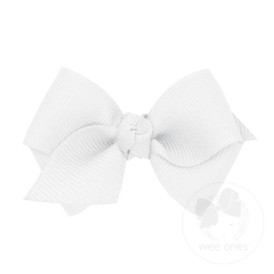 Wee Classic Grosgrain Girls Hair Bow (Knot Wrap) - WHITE