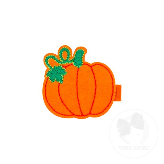 Harvest Pumpkin Feltie Hair Clip, Bow Stacker - PUMPKIN