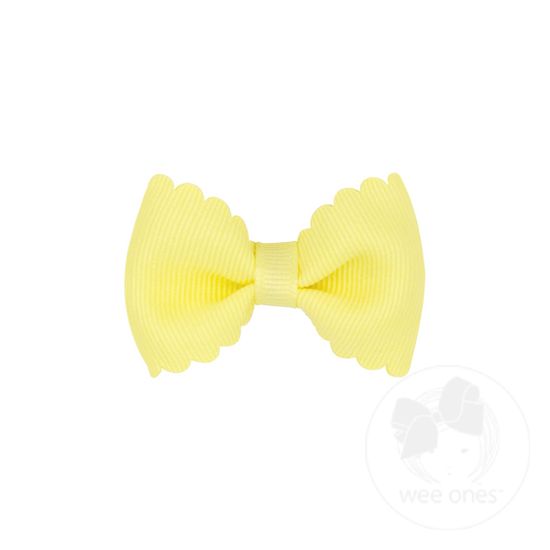 Tiny Grosgrain Bowtie with Scalloped Edge - LT YELLOW
