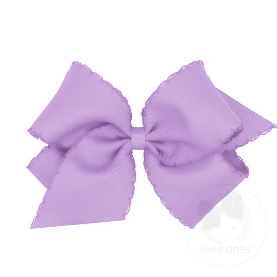 King Grosgrain Girls Hair Bow With Matching Moonstitch Edge - LT ORCHID