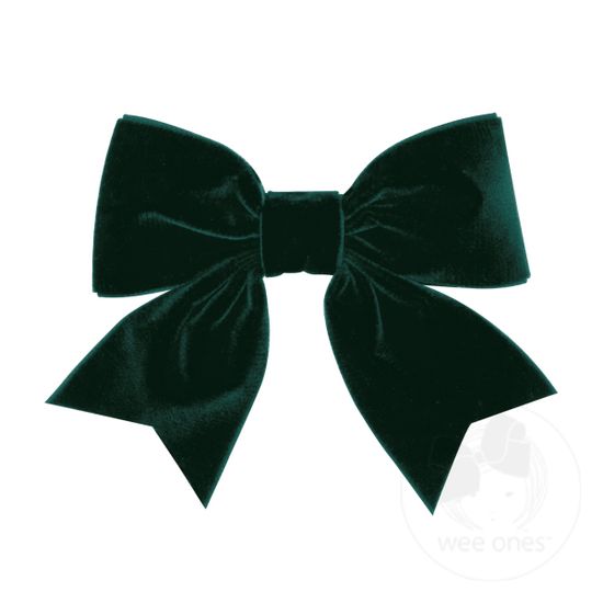 Small King Plush Velvet Bowtie With Tails - FOREST GREEN