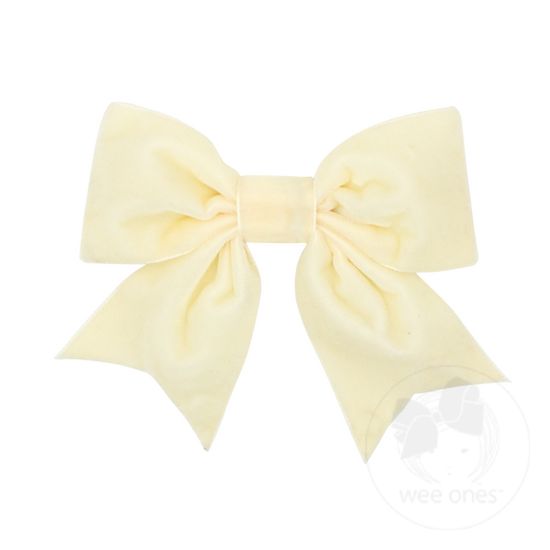 Small King Plush Velvet Bowtie With Tails - IVORY