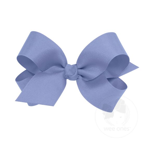 Large Classic Grosgrain Girls Hair Bow (Knot Wrap) - BLUE BIRD
