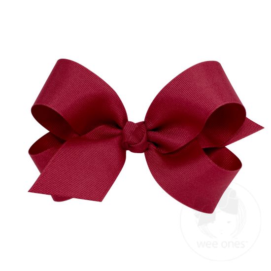 Large Classic Grosgrain Girls Hair Bow (Knot Wrap) - CRANBERRY