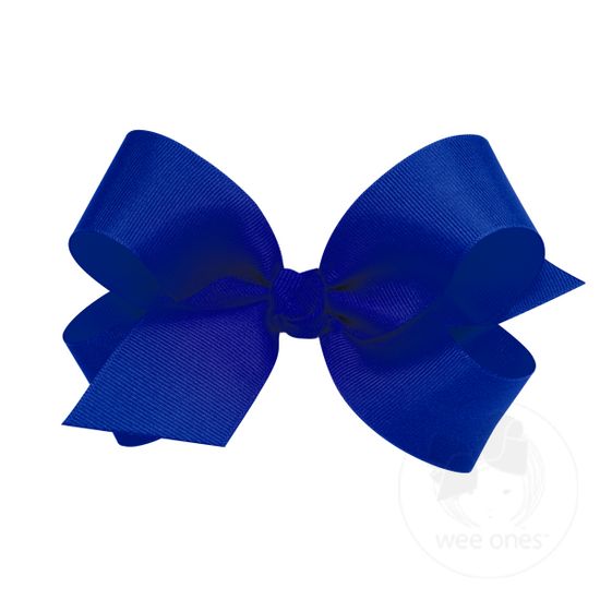 Large Classic Grosgrain Girls Hair Bow (Knot Wrap) - ELECTRIC BLUE