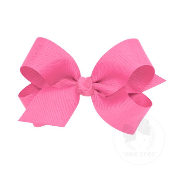 Large Classic Grosgrain Hair Bow (Knot Wrap) - HOT PINK