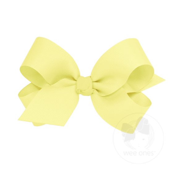 Large Classic Grosgrain Hair Bow (Knot Wrap) - LT YELLOW