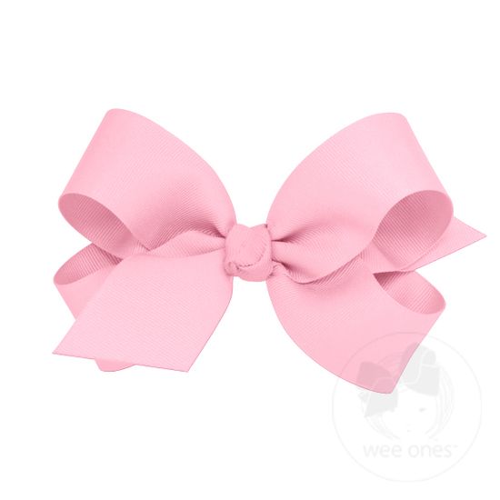 Large Classic Grosgrain Girls Hair Bow (Knot Wrap) - PEARL