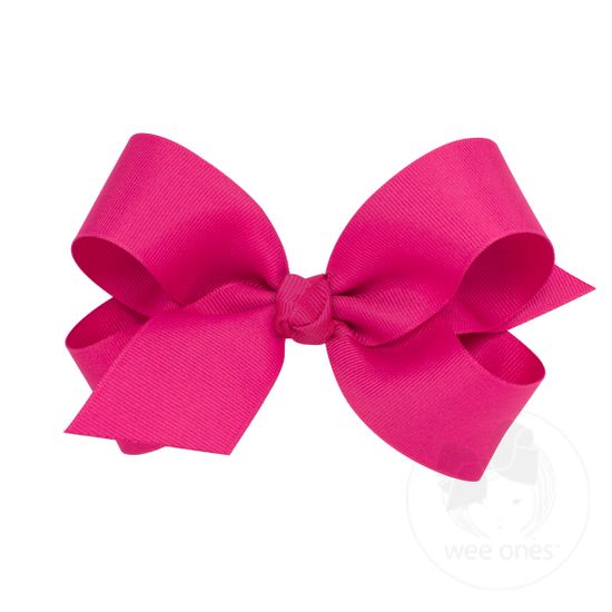 Large Classic Grosgrain Hair Bow (Knot Wrap) - SHOCKING PINK
