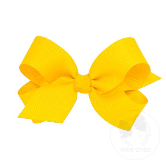Large Classic Grosgrain Girls Hair Bow (Knot Wrap) - YELLOW