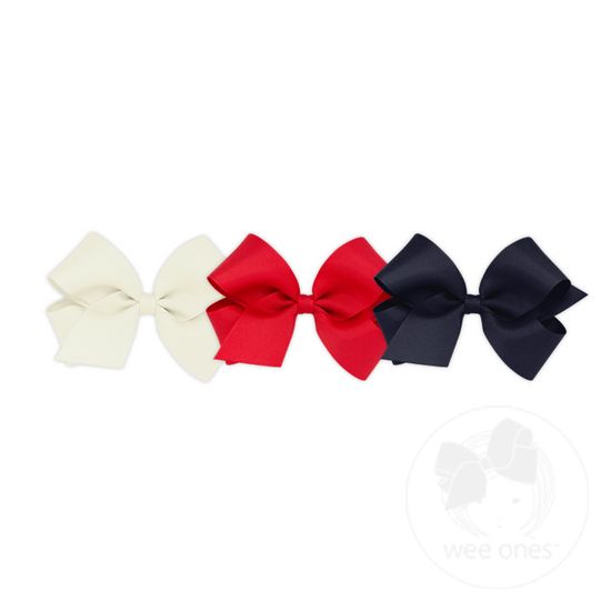 BUY MORE AND SAVE! 3 Medium Classic Grosgrain Girls Hair Bows - ASSORTED