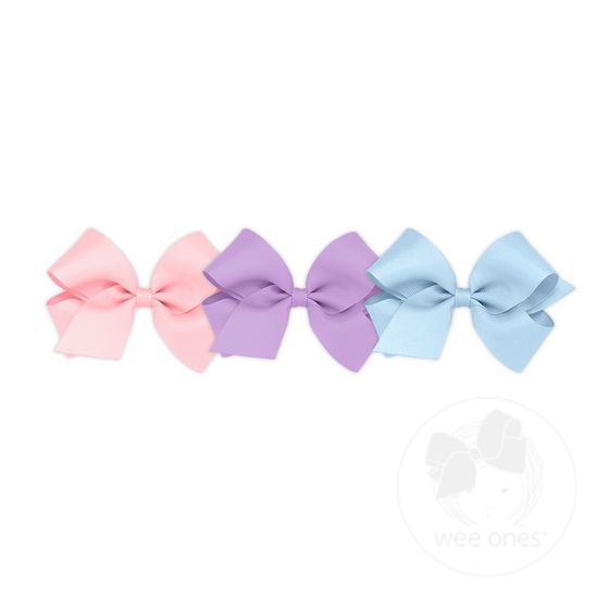 BUY MORE AND SAVE! 3 Medium Classic Grosgrain Girls Hair Bows - ASSORTED