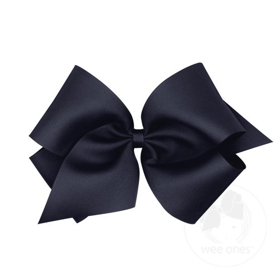 Huge Classic Grosgrain Girls Hair Bow (Plain Wrap) - NAVY