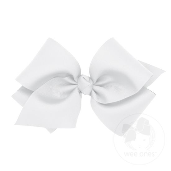 Huge Classic Grosgrain Girls Hair Bow (Knot Wrap) - WHITE