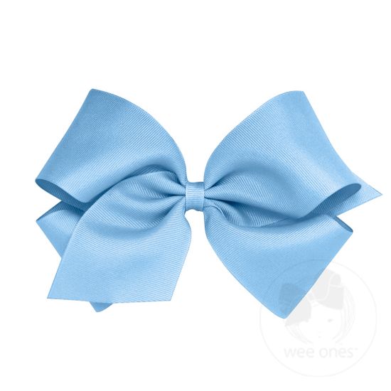 King Classic Grosgrain Girls Hair Bow (Plain Wrap) - BLUE