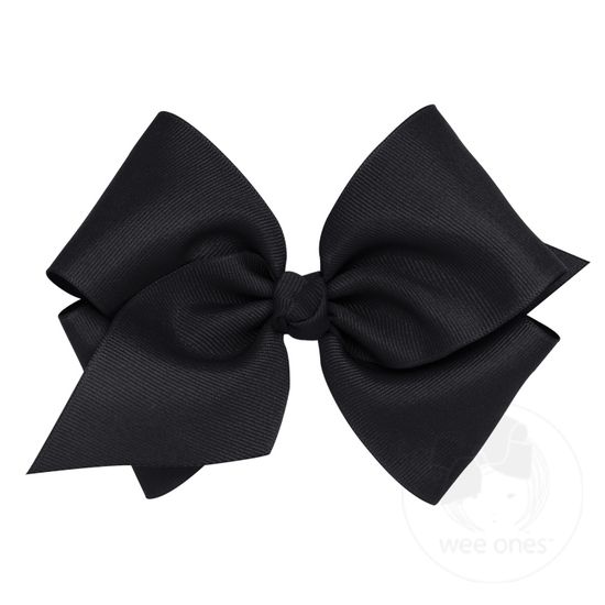 Mini King Classic Grosgrain Girls Hair Bow (Knot Wrap) - BLACK
