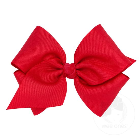 Mini King Classic Grosgrain Hair Bow (Knot Wrap) - RED
