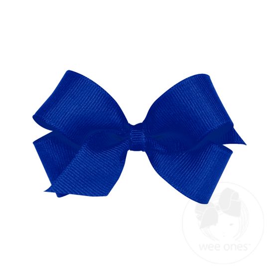 Mini Classic Grosgrain Hair Bow (Plain Wrap) - ELECTRIC BLUE