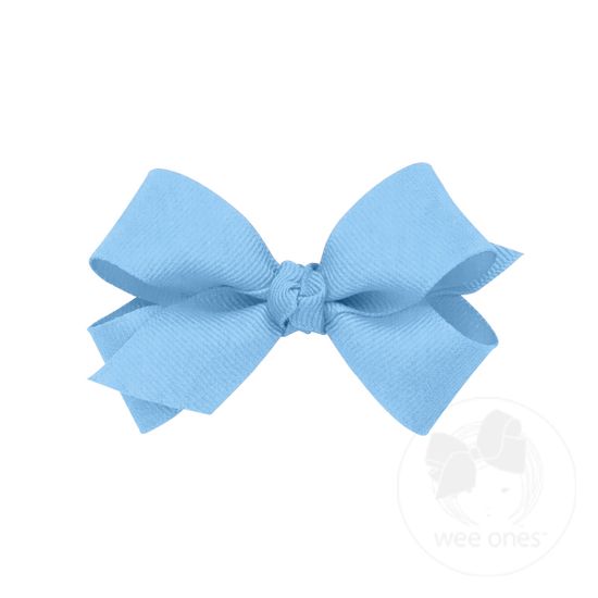 Mini Classic Grosgrain Girls Hair Bow (Knot Wrap) - BLUE
