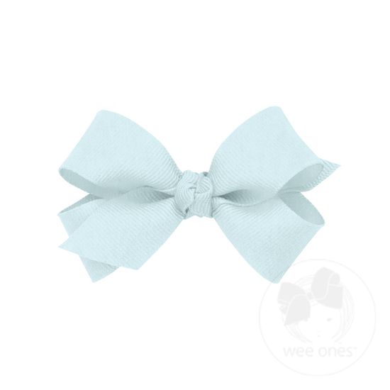 Mini Classic Grosgrain Girls Hair Bow (Knot Wrap) - BLUE VAPOR