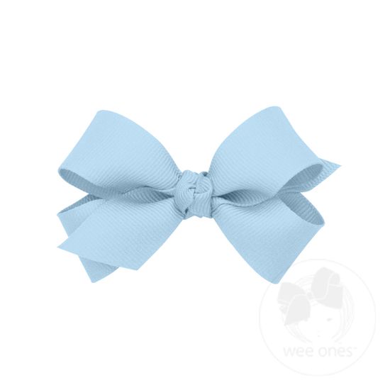 Mini Classic Grosgrain Girls Hair Bow (Knot Wrap) - MILLENNIUM BLUE