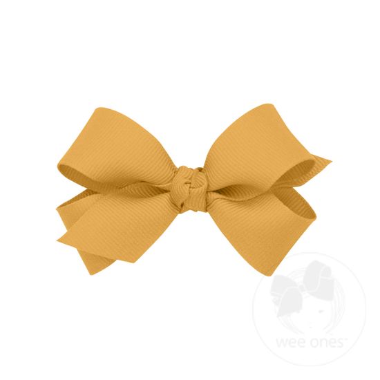 Mini Classic Grosgrain Girls Hair Bow (Knot Wrap) - OLD GOLD