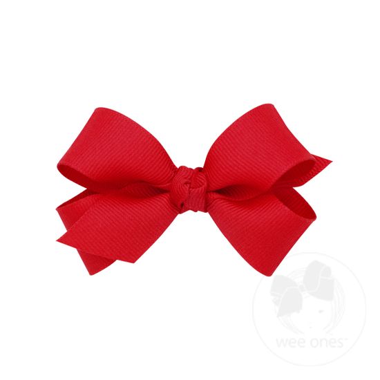 Mini Classic Grosgrain Girls Hair Bow (Knot Wrap) - RED