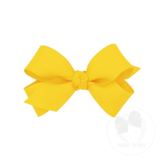 Mini Classic Grosgrain Girls Hair Bow (Knot Wrap) - YELLOW