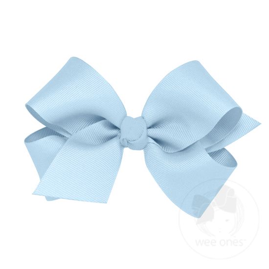 Medium Classic Grosgrain Girls Hair Bow (Knot Wrap) - MILLENNIUM BLUE