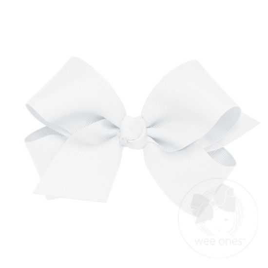 Medium Classic Grosgrain Hair Bow (Knot Wrap) - WHITE
