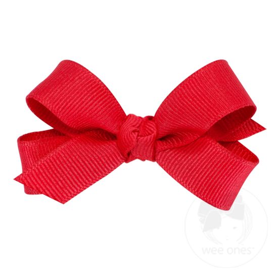Tiny Classic Grosgrain Girls Hair Bow (Knot Wrap) - RED