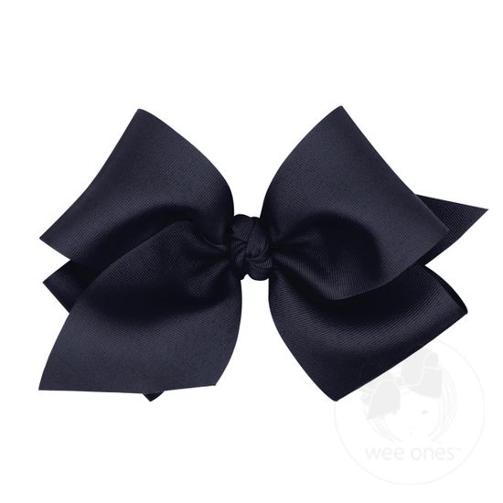 Wide King Classic Grosgrain Girls Hair Bow (kNOT Wrap) - NAVY
