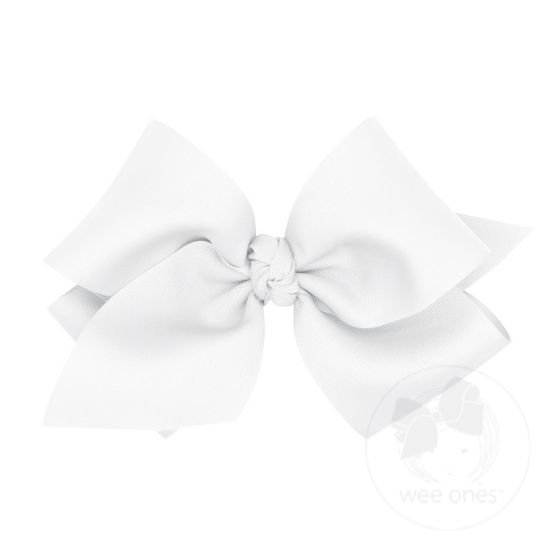 Wide King Classic Grosgrain Girls Hair Bow (kNOT Wrap) - WHITE