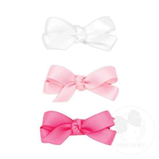 NEW MULTIPACK! Baby Satin Hair Bows with Knot Wrap - WHT, LPK, HPK