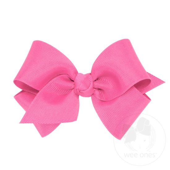 Small Classic Grosgrain Hair Bow (Knot Wrap) - HOT PINK