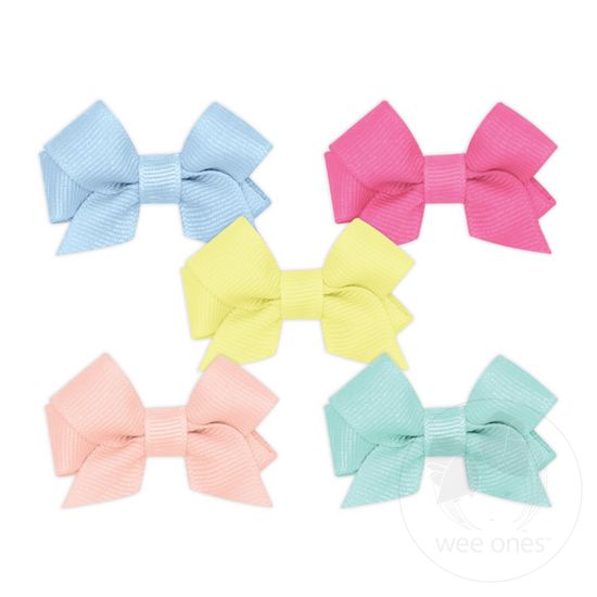 NEW MULTIPACK! Five Tiny Front-tail Grosgrain Bows - SPRING 2024