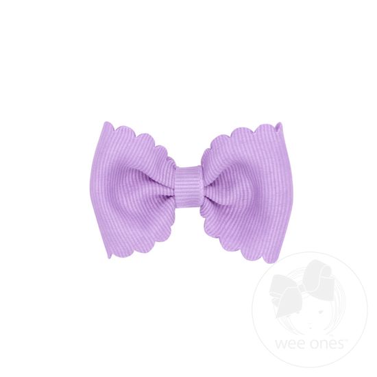 Tiny Grosgrain Bowtie with Scalloped Edge - LT ORCHID
