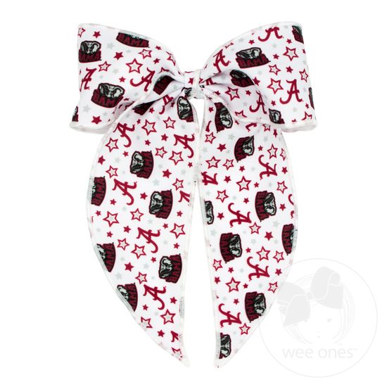 King Signature Collegiate Logo Print Fabric Bowtie With Knot and Tails - ALABAMA
