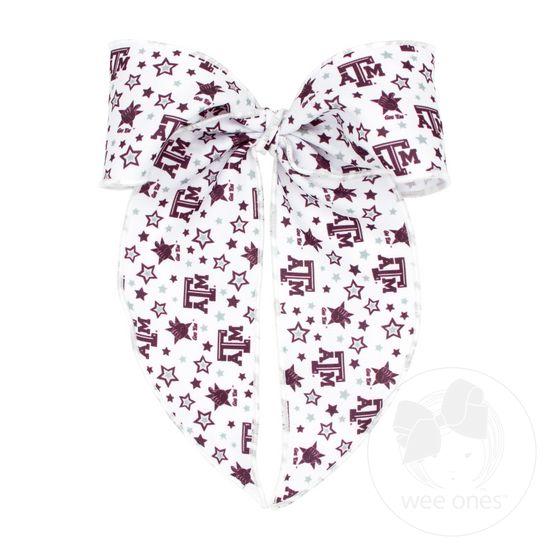 King Signature Collegiate Logo Print Fabric Bowtie With Knot and Tails - TEXAS A&M
