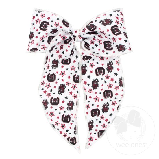 King Signature Collegiate Logo Print Fabric Bowtie With Knot and Tails - SOUTH CAROLINA