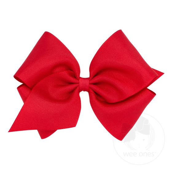 Mini King Classic Grosgrain Hair Bow (Plain Wrap) - RED