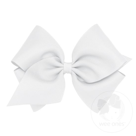 Mini King Classic Grosgrain Hair Bow (Plain Wrap) - WHITE