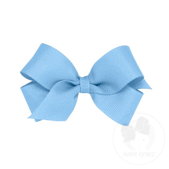 Mini Classic Grosgrain Hair Bow (Plain Wrap) - BLUE