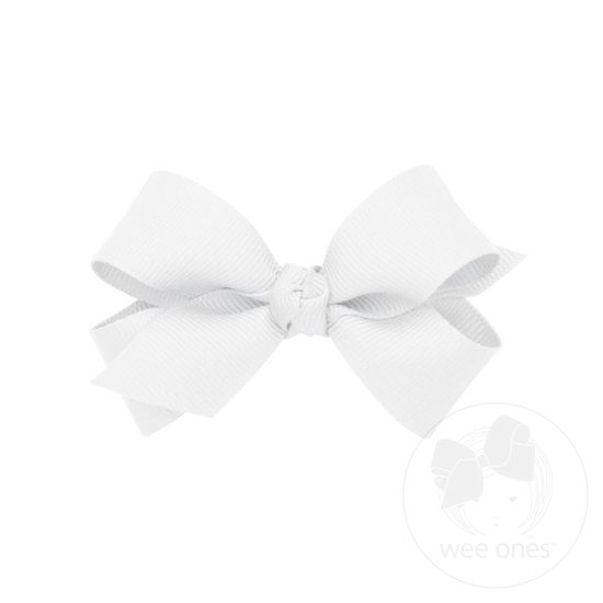 Mini Classic Grosgrain Hair Bow (Knot Wrap) - WHITE