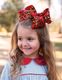 King Red and Green Velvet Sequin and Grosgrain Overlay Hair Bow
